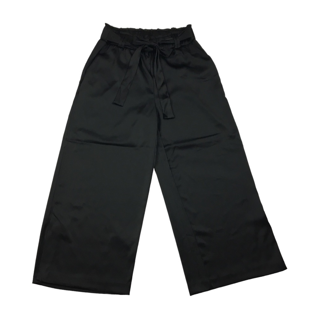 Joie Petite Satin Wide Leg High Waisted Palazzo Pants